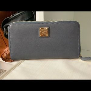 EUC Dooney and Bourke Zip Around Wallet-Dark Grey - Saffiano Leather